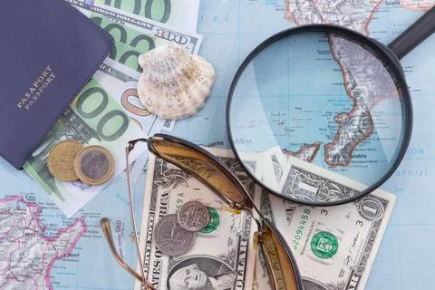 Travel concept with map Stock Photos