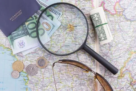 Travel concept with map Foto stock