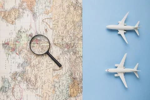 Travel concept with map plane. High quality and resolution beautiful photo .. Stock Photos