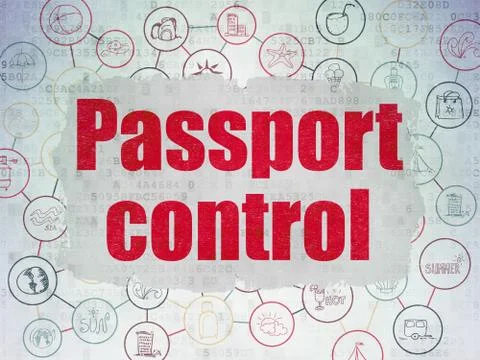 Travel concept: Passport Control on Digital Data Paper background Stock Illustration