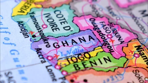 Travel Concept Political Map of The Gha... | Stock Video | Pond5