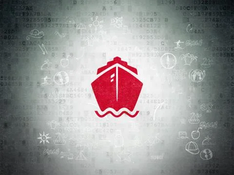 Travel concept: Ship on Digital Paper background Illustration