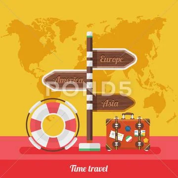 Travel Concept Stylish Background with World Map Stock Illustrationen