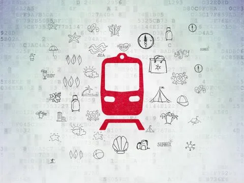 Travel concept: Train on Digital Data Paper background Illustrazione stock