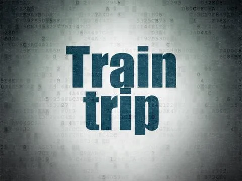 Travel concept: Train Trip on Digital Data Paper background Stock Illustration