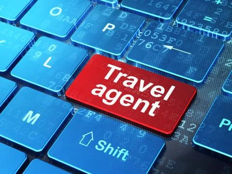 Travel concept: Travel Agent on computer keyboard background イラスト素材