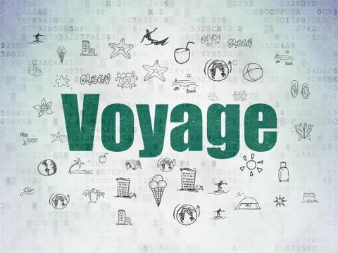 Travel concept: Voyage on Digital Data Paper background イラスト素材