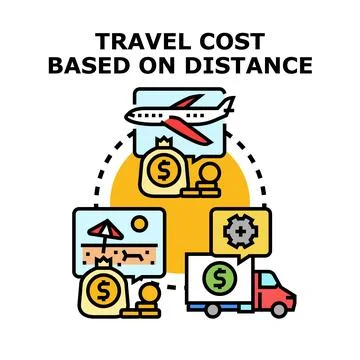 Travel cost based on distance planning expenses Illustrazione stock