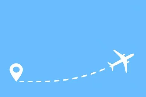 Travel destination concept. Dashed route with dots for destination on blue .. Stock Illustration