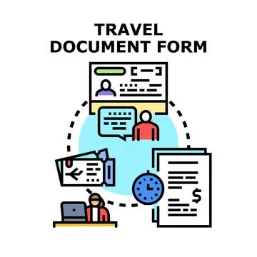 Travel document form planning registration and booking process Stock Illustration