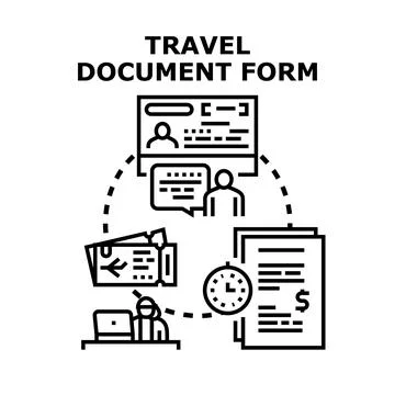 Travel document form planning registration and booking process Stock Illustration