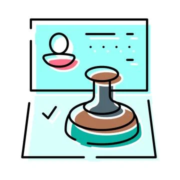 Travel document identity verification and entry approval Stock Illustration