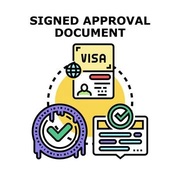 Travel document obtaining and digital approval process Stock Illustration