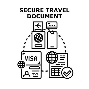 Travel document security concept with global identification Stock Illustration