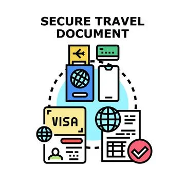 Travel document security concept with global identification Stock Illustration