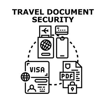 Travel document security protecting digital information concept Stock Illustration