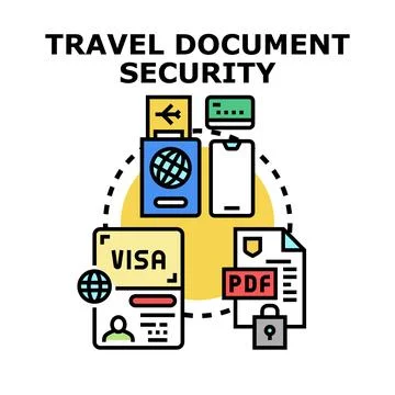 Travel document security protecting digital information concept Stock Illustration