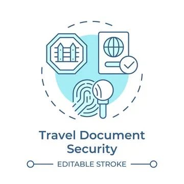 Travel document security soft blue concept icon Stock Illustration