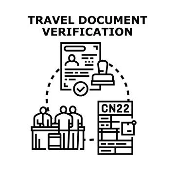 Travel document verification process at immigration checkpoint Stock Illustration