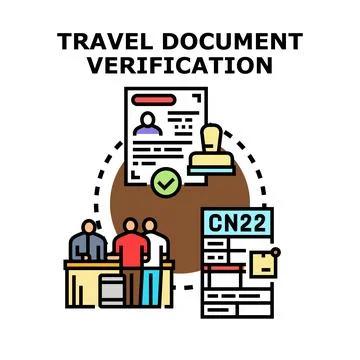 Travel document verification process at immigration checkpoint Stock Illustration