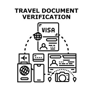 Travel document verification process for international journey Stock Illustration