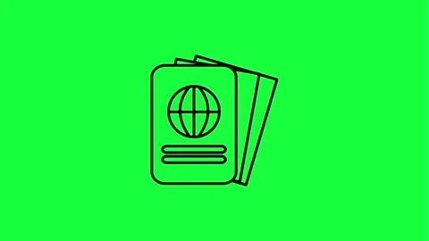 Travel documents icon on green screen for international journey Video stock 331506305