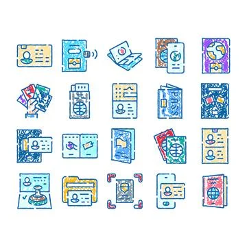 Travel documents identification and verification collection concept Illustration