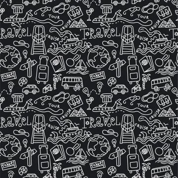 Travel doodles pattern Stock Illustration