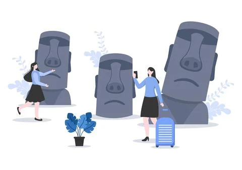 Travel to Easter Island Background Vector Illustration. Time to Visit the Ico Stock Illustration