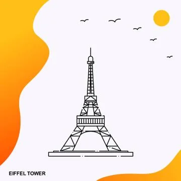 Travel EIFFEL TOWER Poster Template Stock Illustration