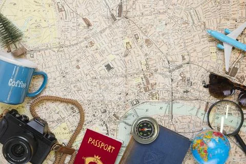 Travel elements map Stock Photos