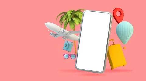 Travel elements phone Stock Illustration