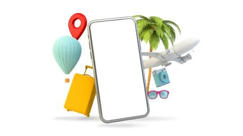 Travel elements phone isolated Stock Illustration