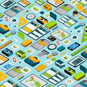 Travel essentials concept 3d isometric infographic Stock Illustration