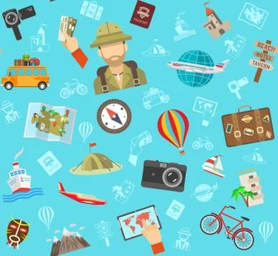 Travel Flat Color Pattern Stock Illustration