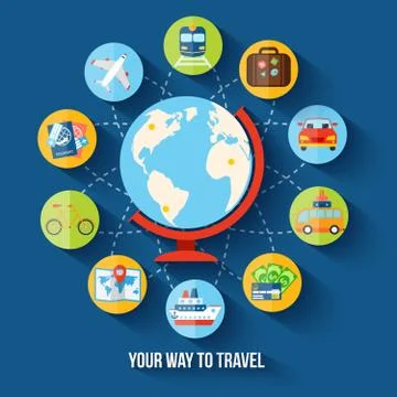 Travel flat concept Stock Illustration