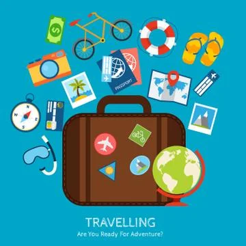 Travel flat concept Stockillustratie