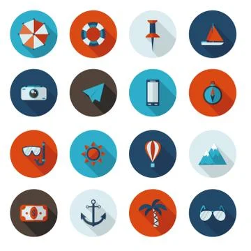 Travel flat icons Stock Illustration