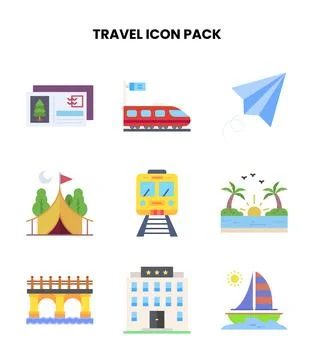 Travel Flat Icons Pack Stock Illustration