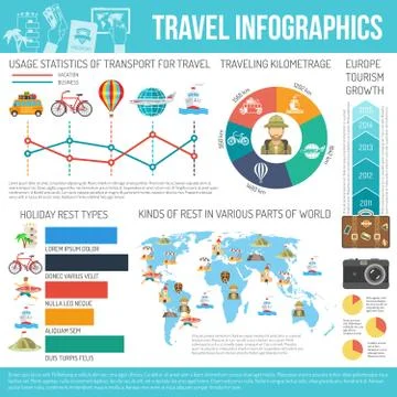 Travel Flat Infographic Set Stockillustratie