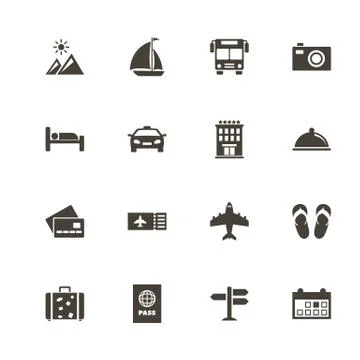Travel - Flat Vector Icons Stock Illustration