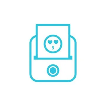 Travel friendly mini printer icon. Isolated on white background. Blue icon se Stock Illustration