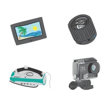 Travel Gadgets Vector Set Stock Illustration