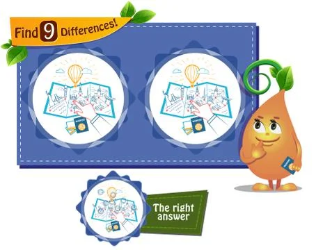 Travel game 9 differences Stock Illustration