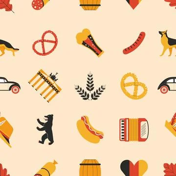 Travel Germany Seamless Pattern Stock Illustration