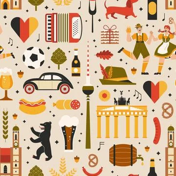 Travel Germany Seamless Pattern Stock Illustration