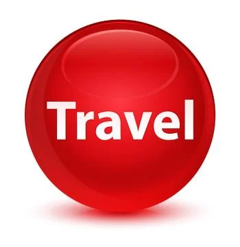 Travel glassy red round button Stock Illustration