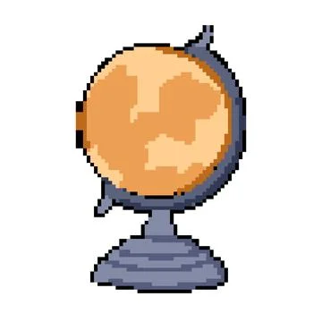 Travel globe pixel art vector illustration Stock Illustration