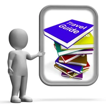 Travel guide book stack displays information about travels Stock Illustration