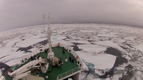 Travel In the ice , Arctic Stock Footage 77129665